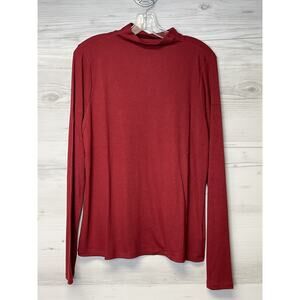Lands' End Shirt Womens XL Red Mock Neck Long Sleeve Stretch Pullover‎ Top